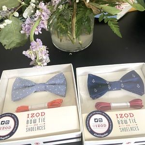 Set of 2 NWT Izod Bow ties with shoelaces
